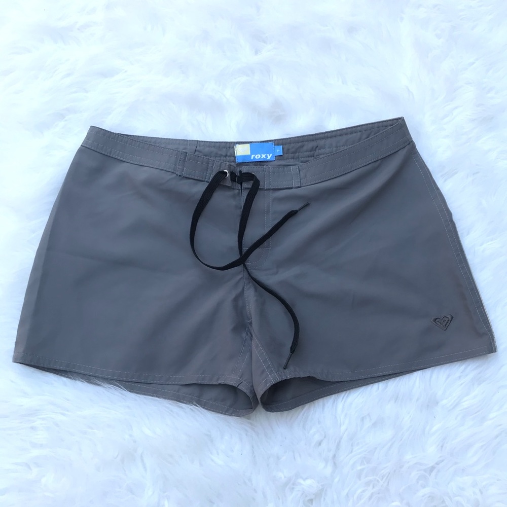 Roxy Gray Board Shorts Women’s Surf Swim Athletic Drawstring Size 7 Junior
